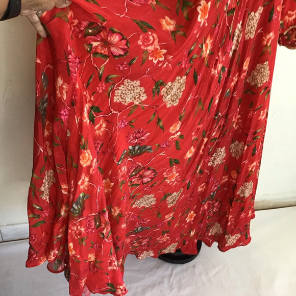 Susan by Sangeeta Women Elegant Flowing Red Floral Maxi Dress M - Picture 8 of 15